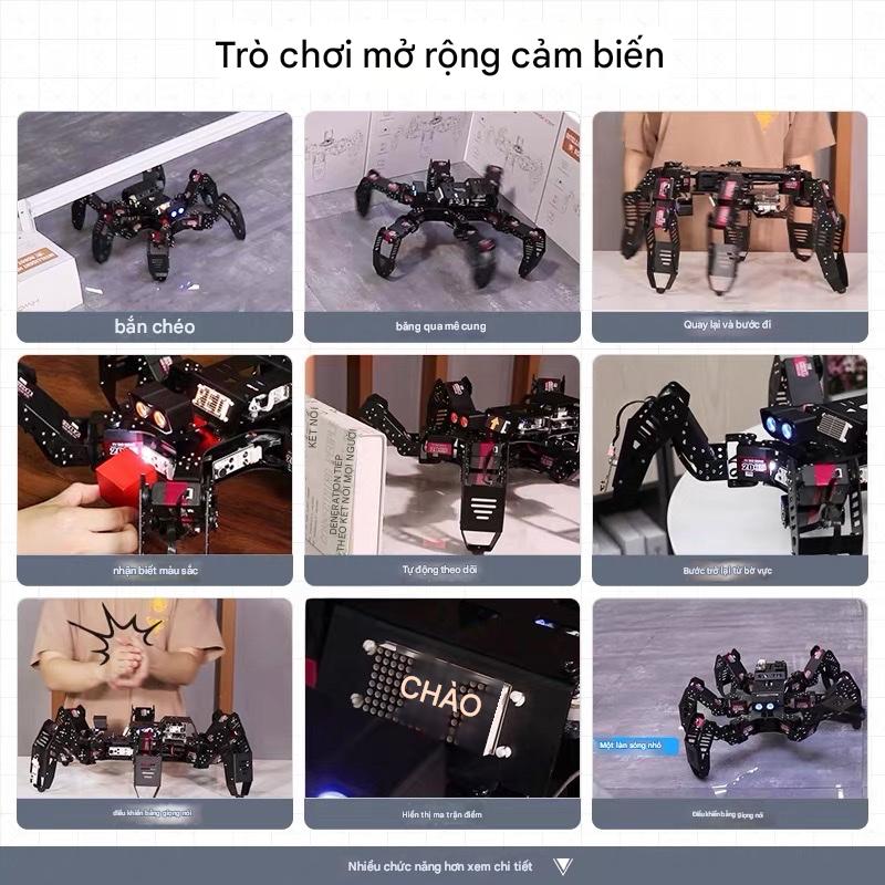 Robot Nhện Sinh Học Hexapod AI – SpiderPi Pro Nền tảng Raspberry Pi 5 • Tầm Nhìn Máy Tính • Lập Trình Python & ROS