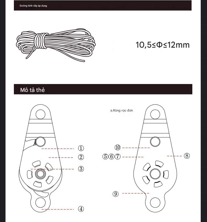 Bộ Ròng rọc Nâng Đa Năng Tự Khóa Ngoài trời XINDA (XINDA Outdoor Equipment).