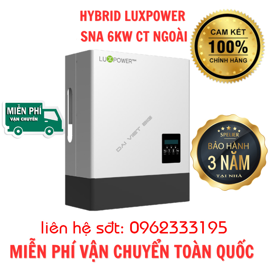 Biến tần Hòa lưới bám tải, độc lập, Hybrid LUXPOWER 6KW SNA CT NGOÀI 2025