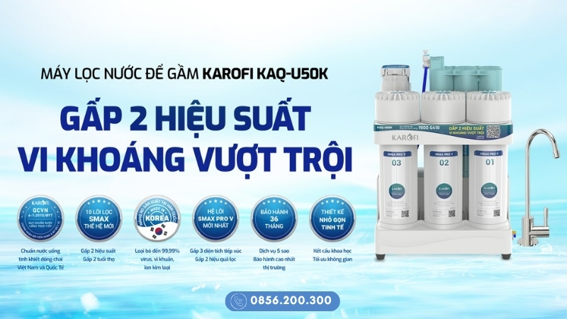 Máy lọc nước Karofi tủ bếp KAQ-U50K