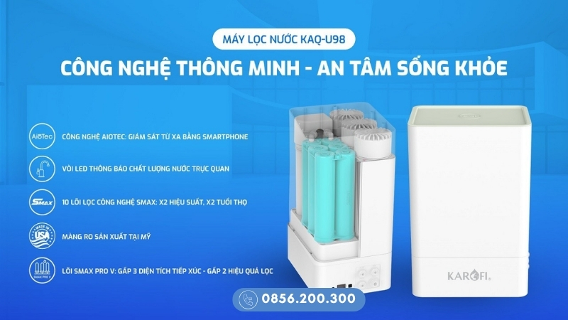 Máy lọc nước Karofi tủ bếp KAQ-U98