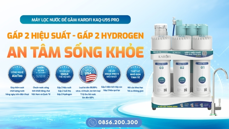 Máy lọc nước Karofi tủ bếp KAQ-U95 Pro