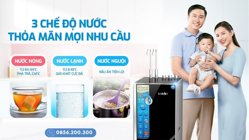 Máy lọc nước Karofi nóng lạnh 3 chế độ nước