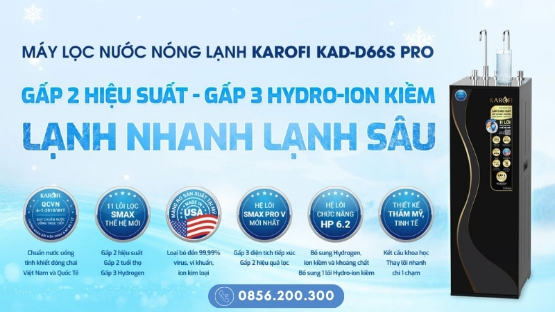 Máy lọc nước Karofi nóng lạnh KAD-D66S Pro