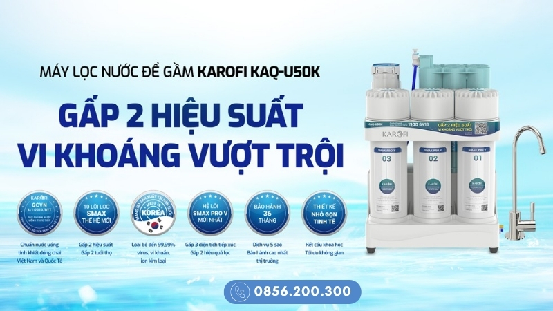 Máy lọc nước Karofi tủ bếp KAQ-U50K