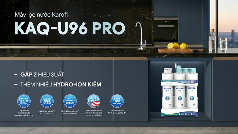 Máy lọc nước Karofi tủ bếp KAQ-U96 Pro
