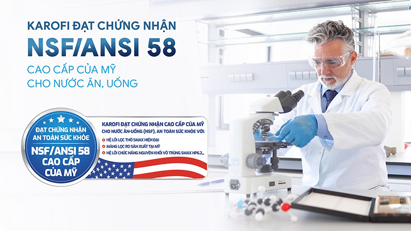 Chứng nhận chất lượng máy lọc nước Karofi KAQ-U96 Pro