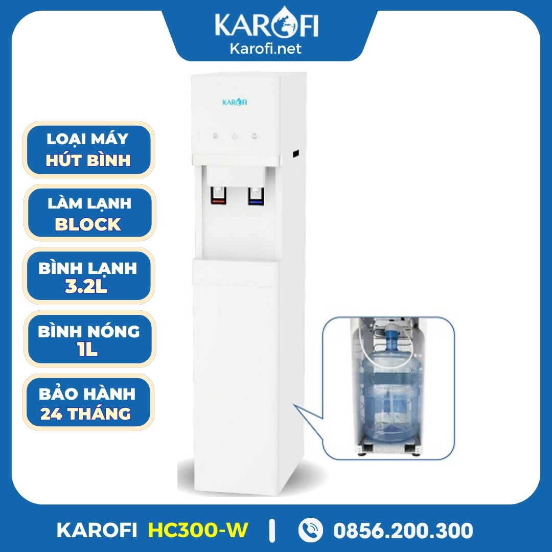 Cây nước nóng lạnh hút bình Karofi HC300-W