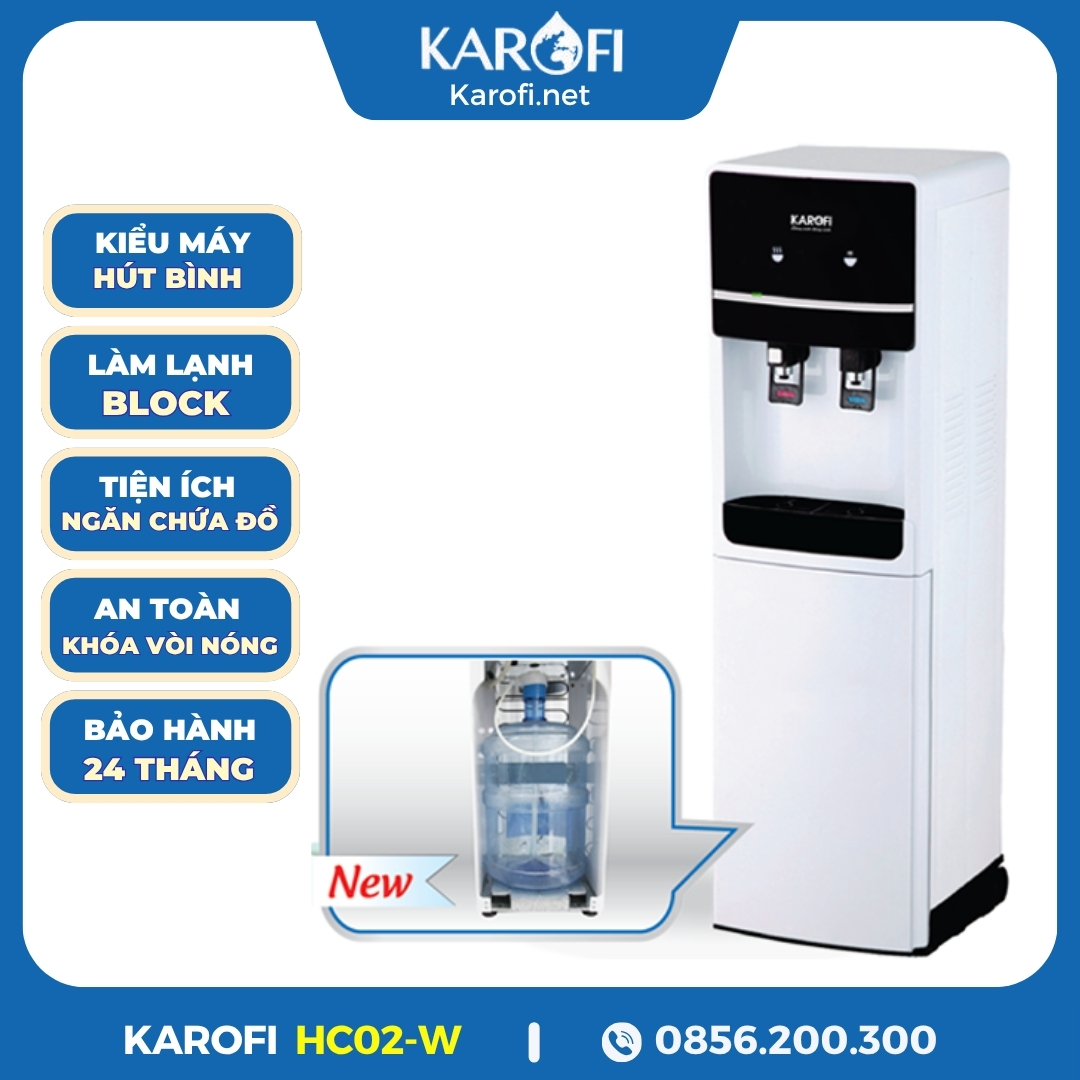 Cây Nước Nóng Lạnh Úp Bình Karofi HC02-W