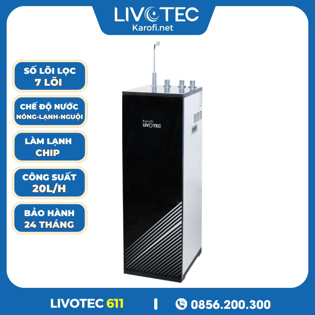 Máy Lọc Nước Nóng Lạnh Karofi Livotec 611