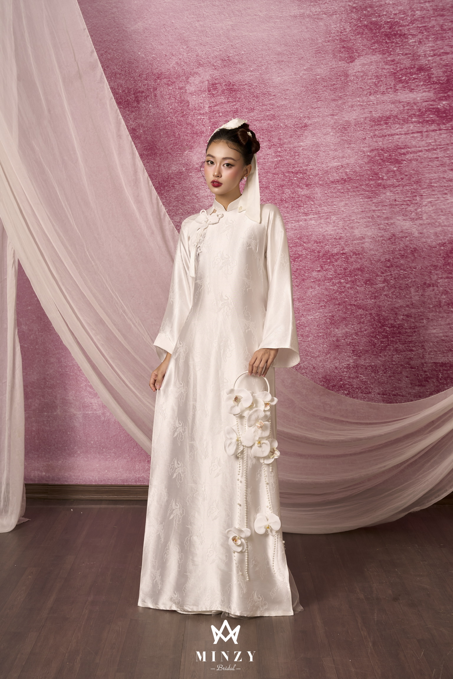 Áo dài cặp  trắng 55