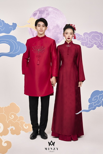 Áo dài cặp đỏ 114