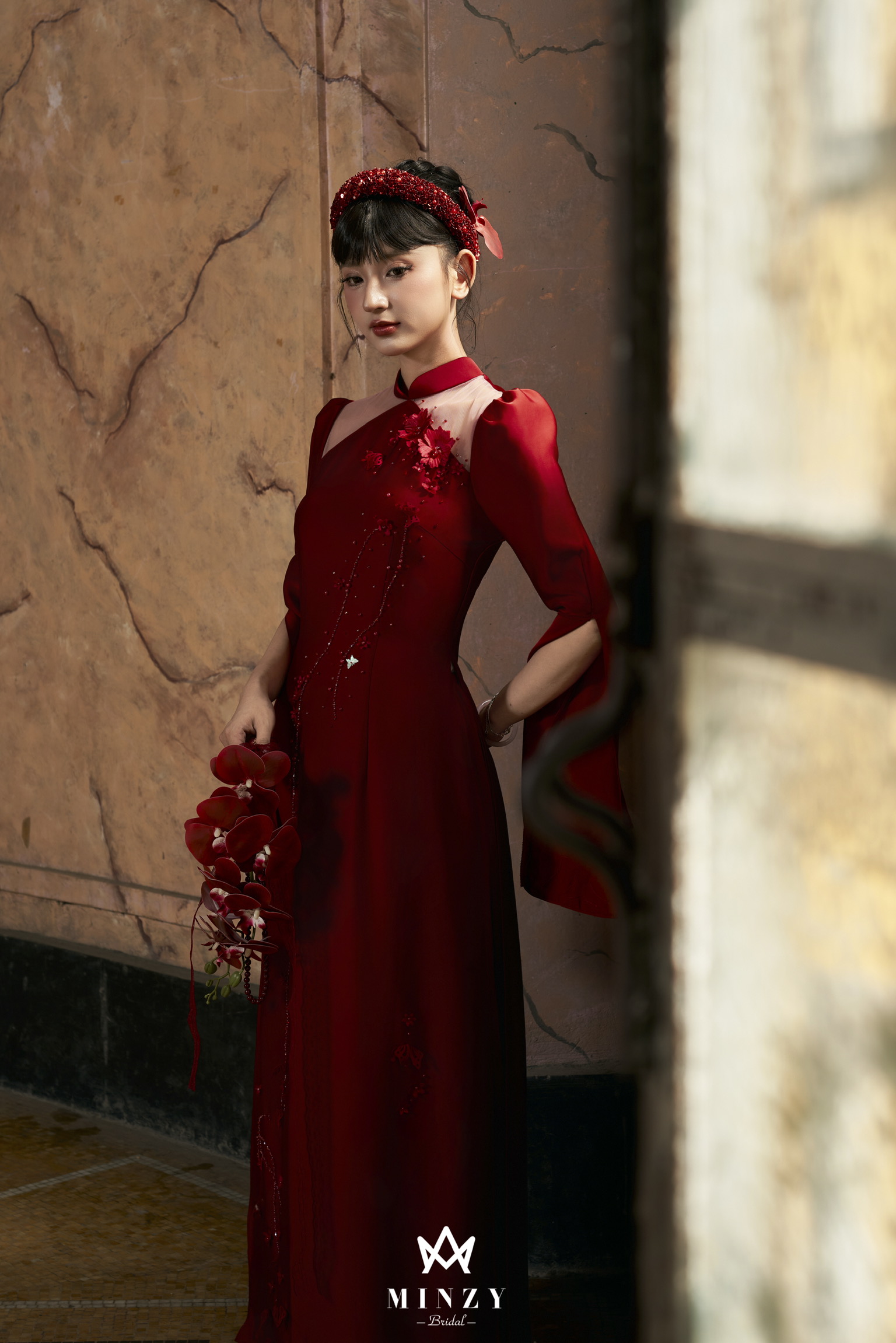 Áo dài nữ đỏ 10