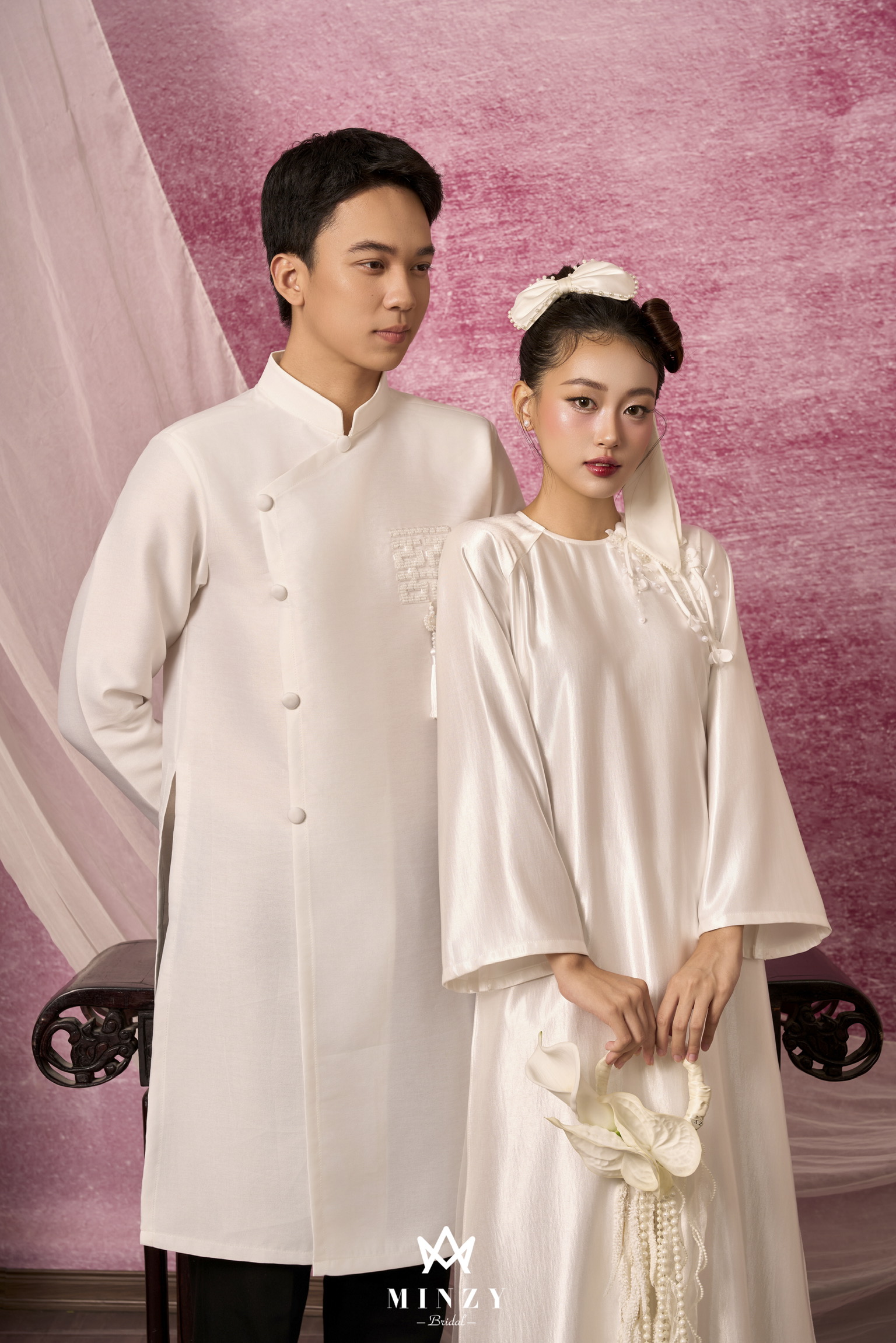 Áo dài cặp  trắng 54
