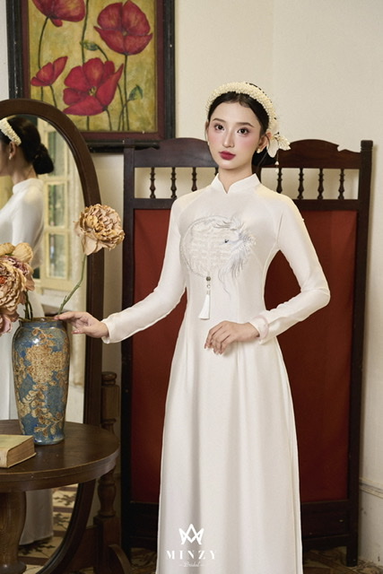 Áo dài cặp trắng 58