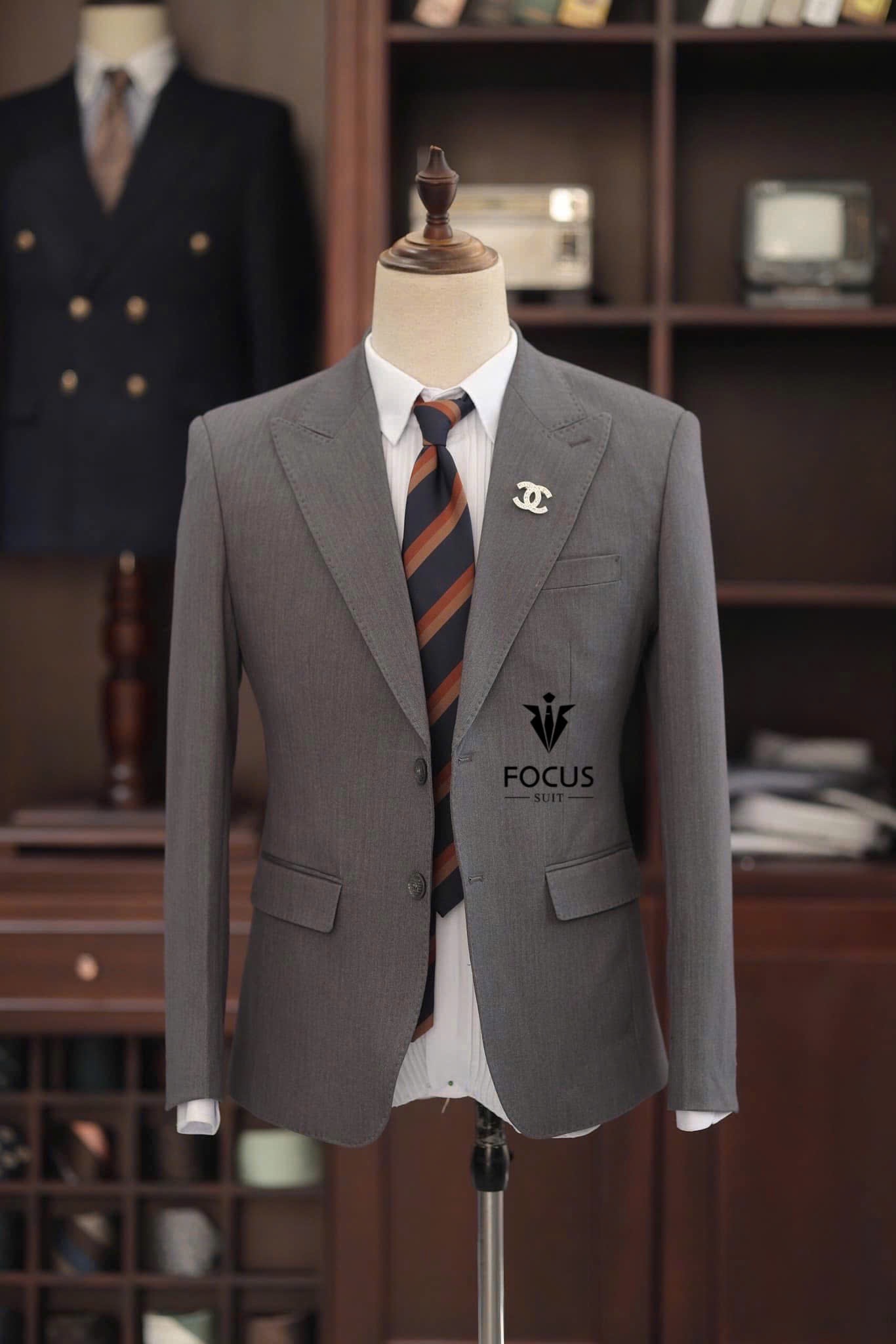 Vest xám 2 cúc 1