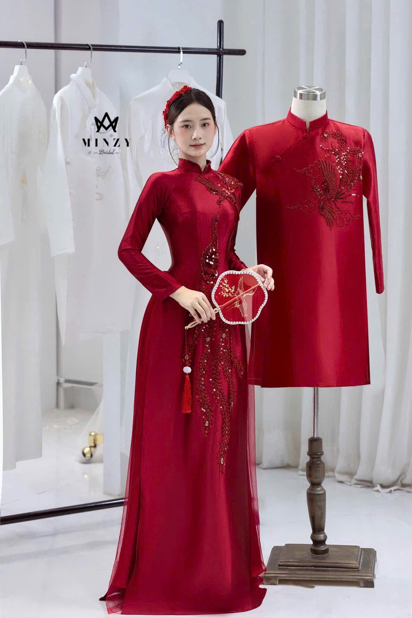 Áo dài cặp  đỏ 37