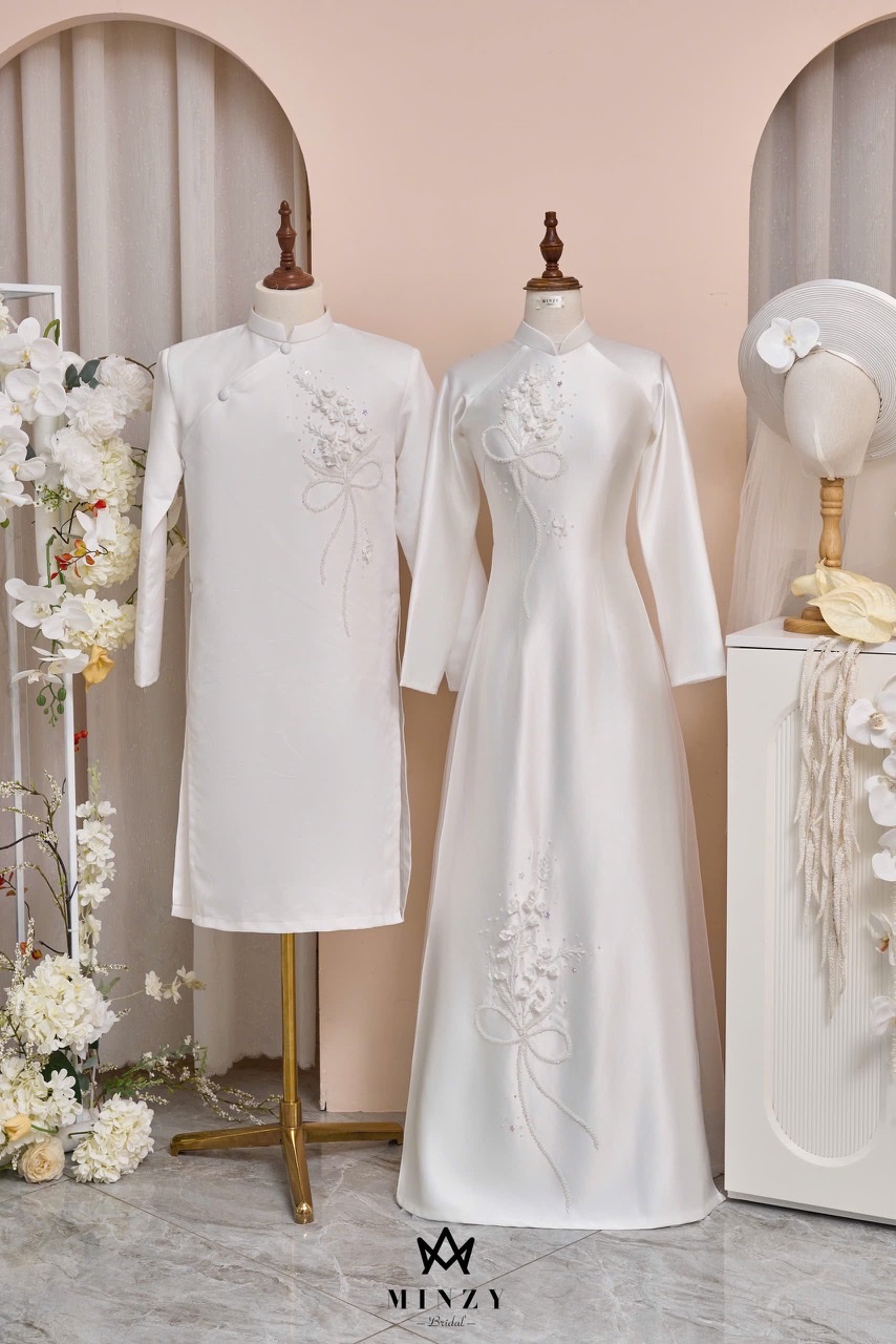 Áo dài cặp trắng 26