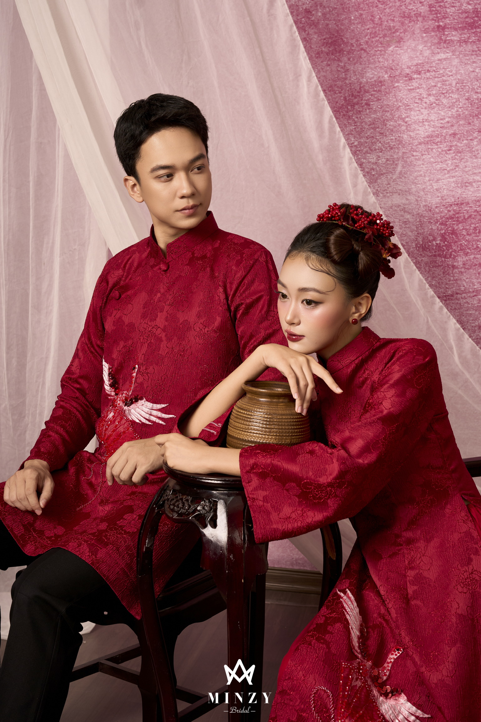 Áo dài cặp  đỏ 43