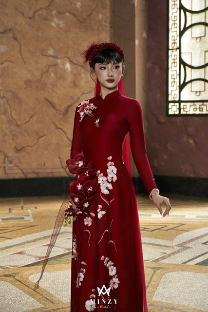 Áo dài nữ đỏ 12