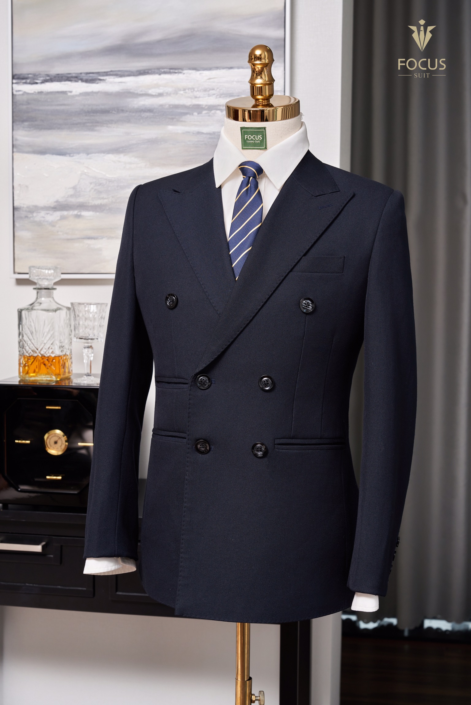 Vest xanh đen đột chỉ 6 cúc