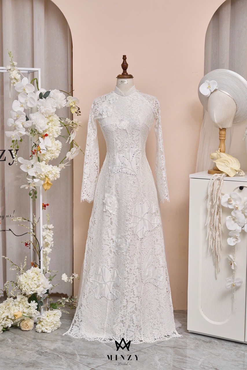Áo dài cặp trắng 24