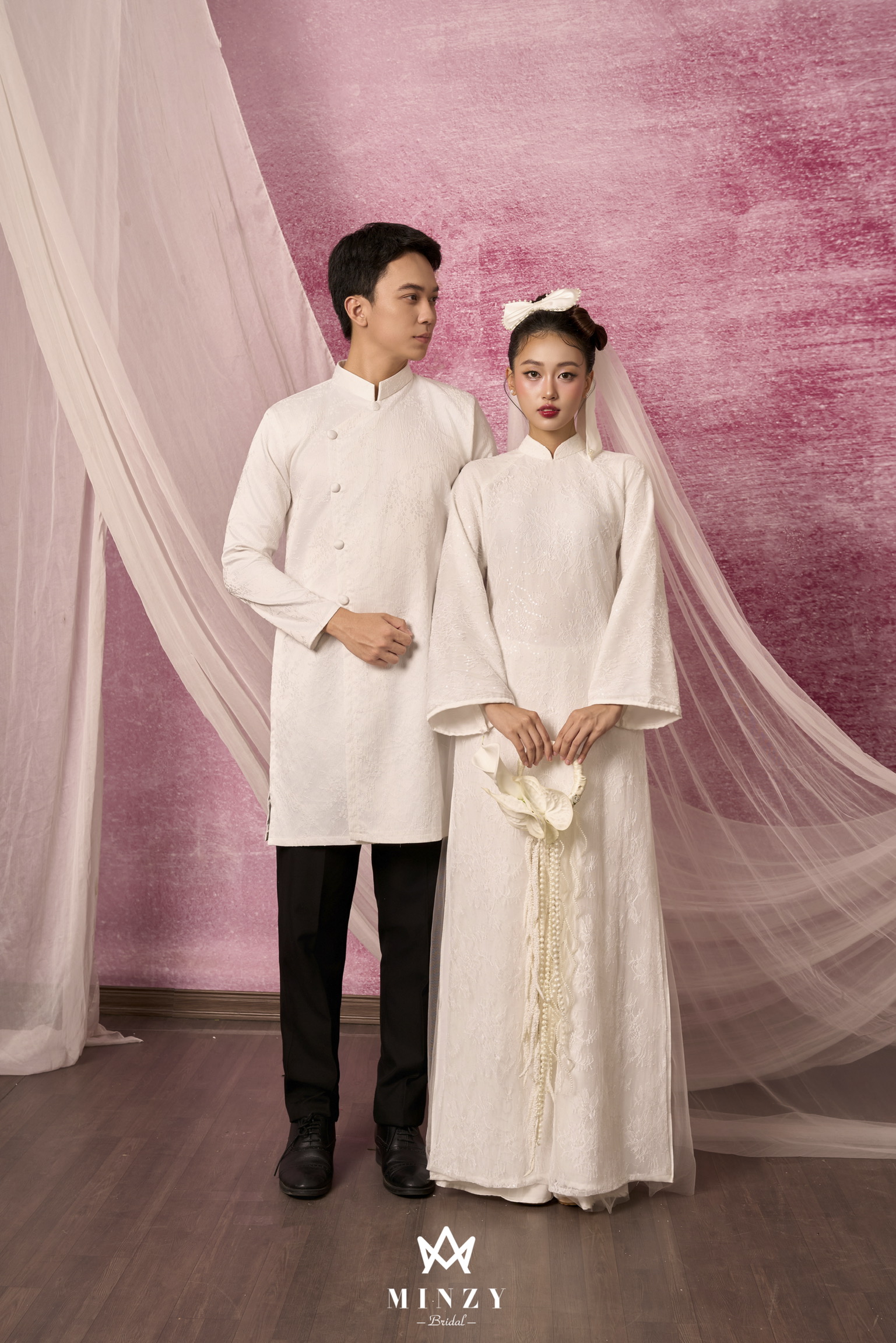 Áo dài cặp  trắng 57
