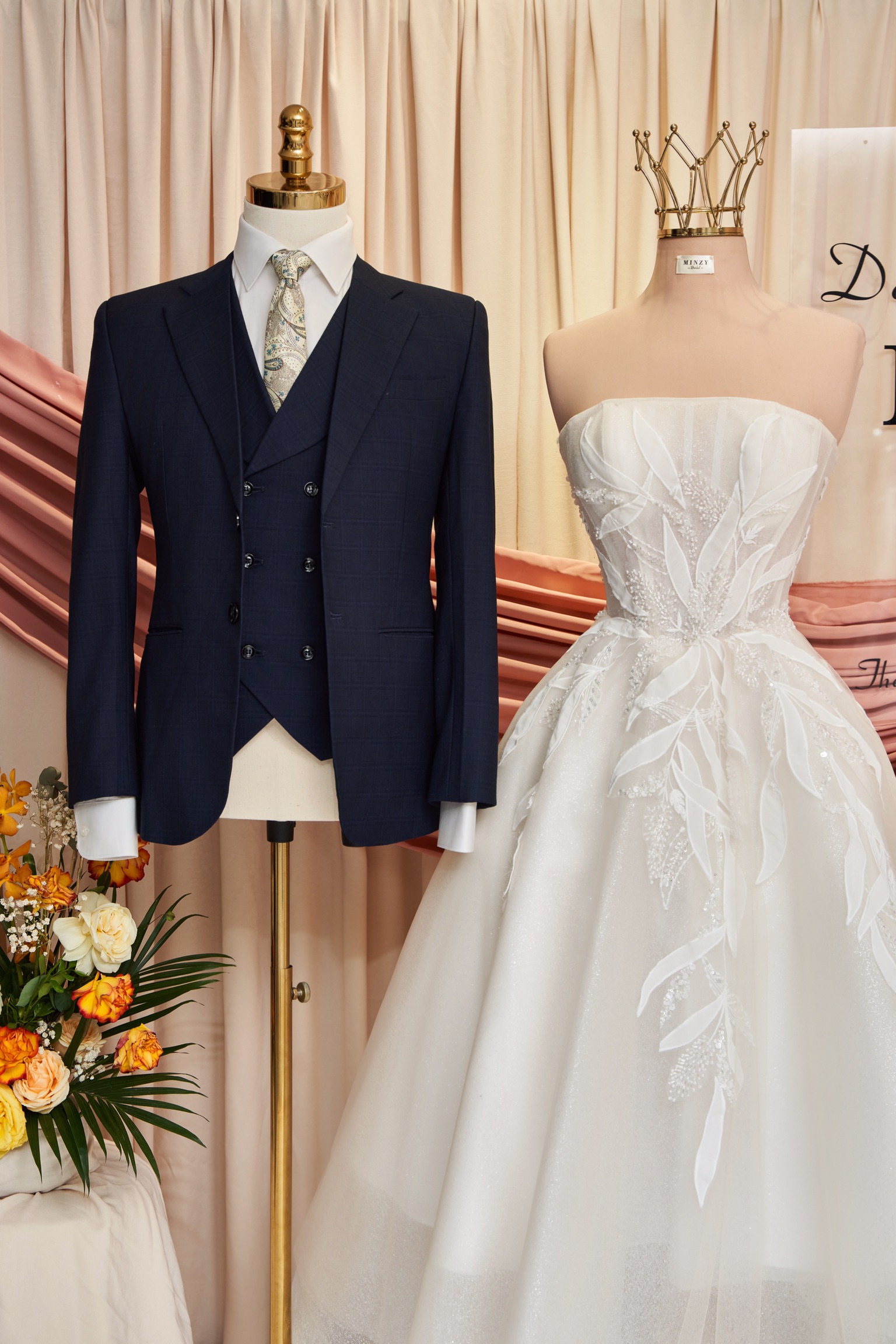 Vest xanh kẻ ô 2 cúc