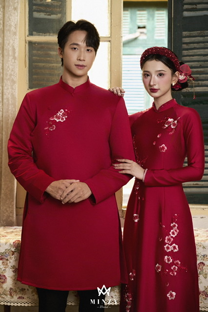 Áo dài cặp đỏ 54