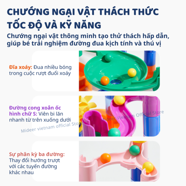 ĐỒ CHƠI LẮP RÁP MÔ HÌNH ĐƯỜNG BÓNG LĂN TRACK BALL BLOCKS - MIDEER