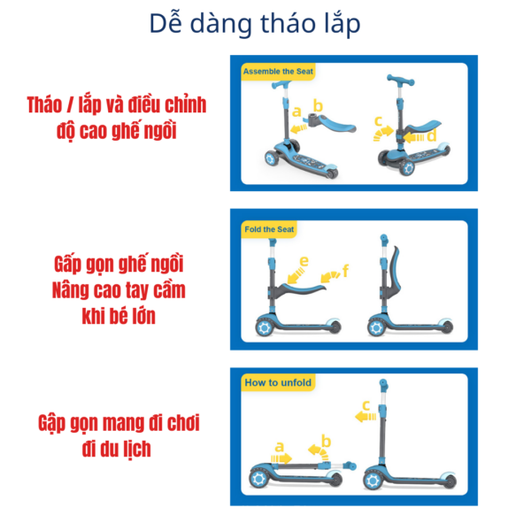 XE TRƯỢT CAO CẤP KIDS SCOOTER 2 IN 1 - MIDEER