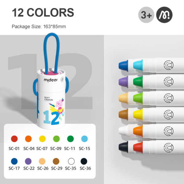 BÚT MÀU SÁP KÈM QUAI XÁCH SILKY CRAYON 3+ - MIDEER