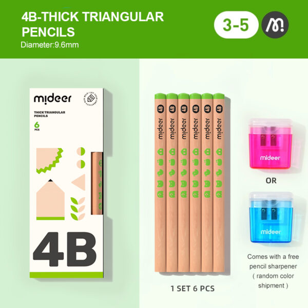 BÚT CHÌ 2B 4B 6B KÈM GỌT BÚT- MIDEER