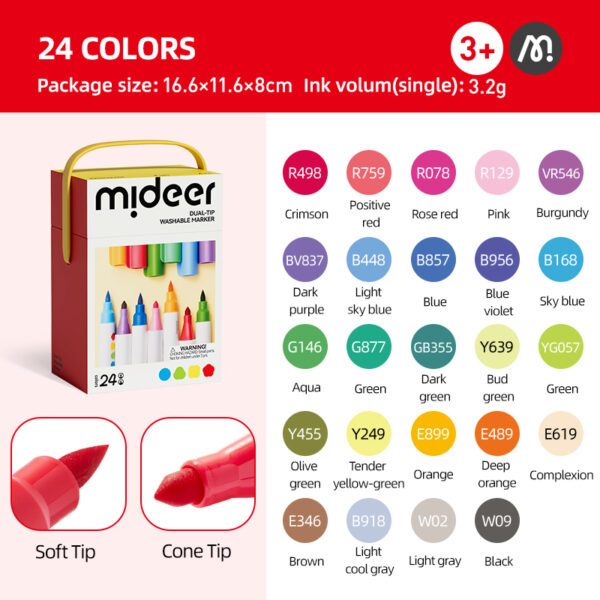 BÚT MÀU DẠ NƯỚC ACRYLIC MARKERS DUAL-TIP WASHING - MIDEER