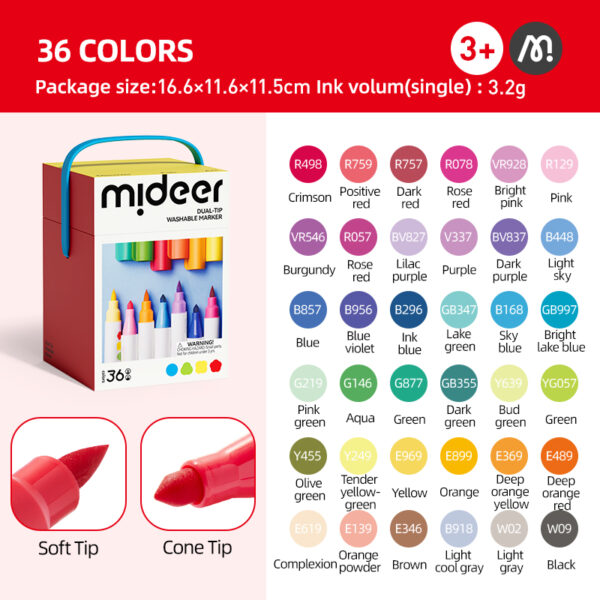 BÚT MÀU DẠ NƯỚC ACRYLIC MARKERS DUAL-TIP WASHING - MIDEER
