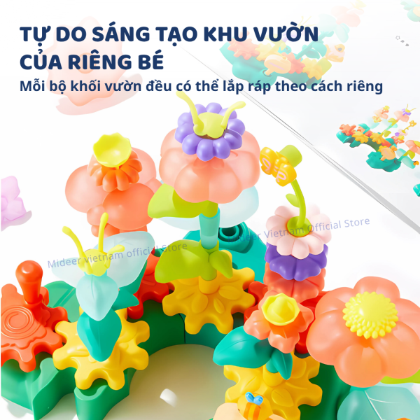 BỘ LẮP RÁP MÔ HÌNH KHỐI VƯỜN HOA ROTATING GARDEN PUZZLE BLOCK 3+- MIDEER