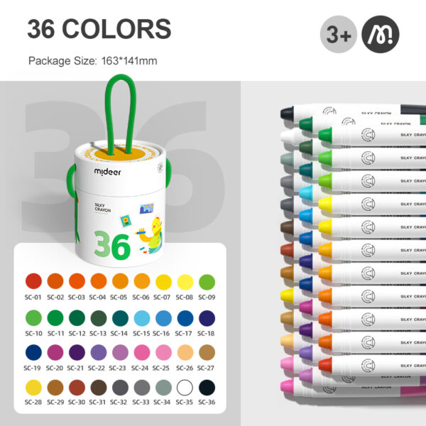 BÚT MÀU SÁP KÈM QUAI XÁCH SILKY CRAYON 3+ - MIDEER