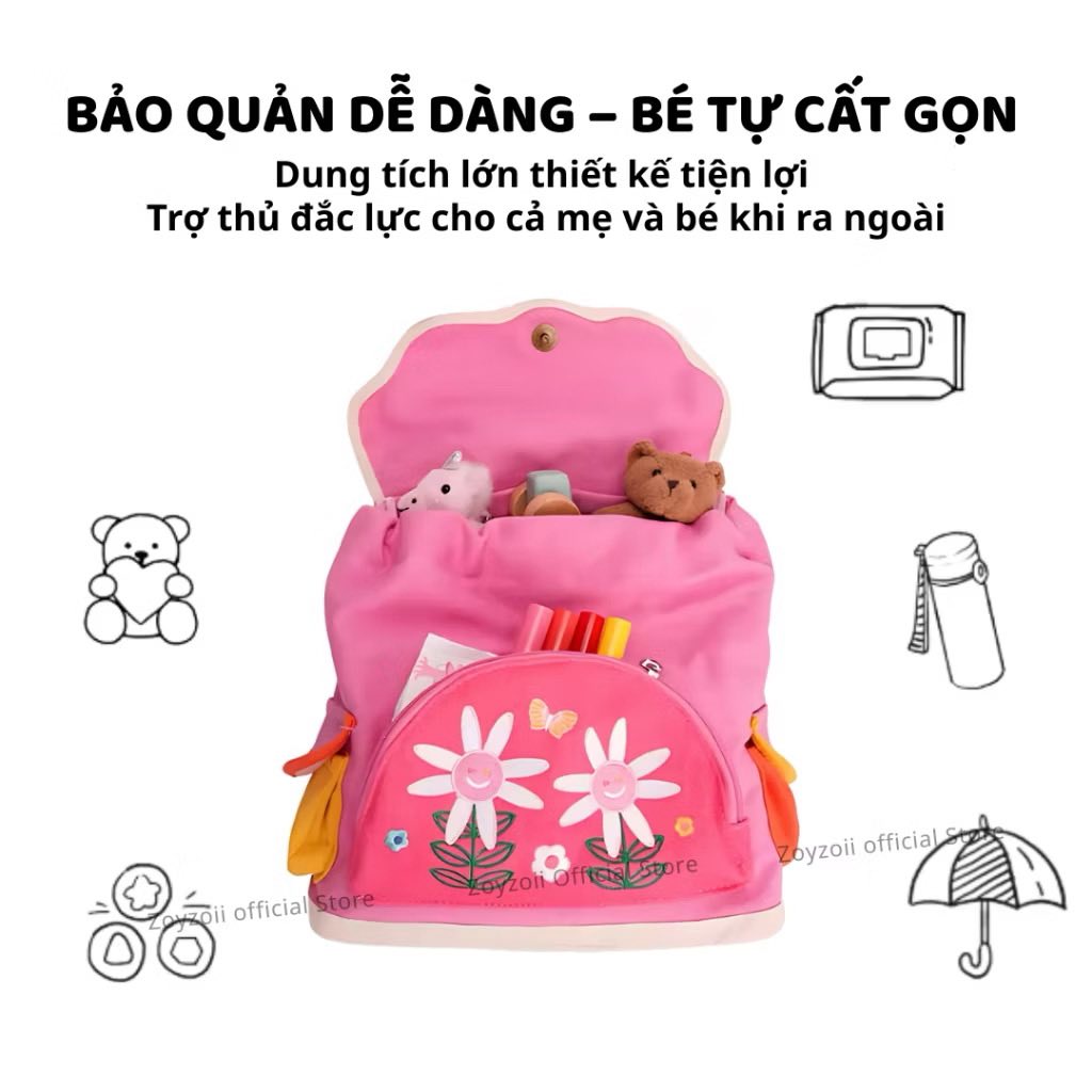 BALO MẦM NON ZOYZOII EXPLORE DENIM BAG, CẶP ĐI HỌC CHO BÉ 2,3,4,5 TUỔI B85