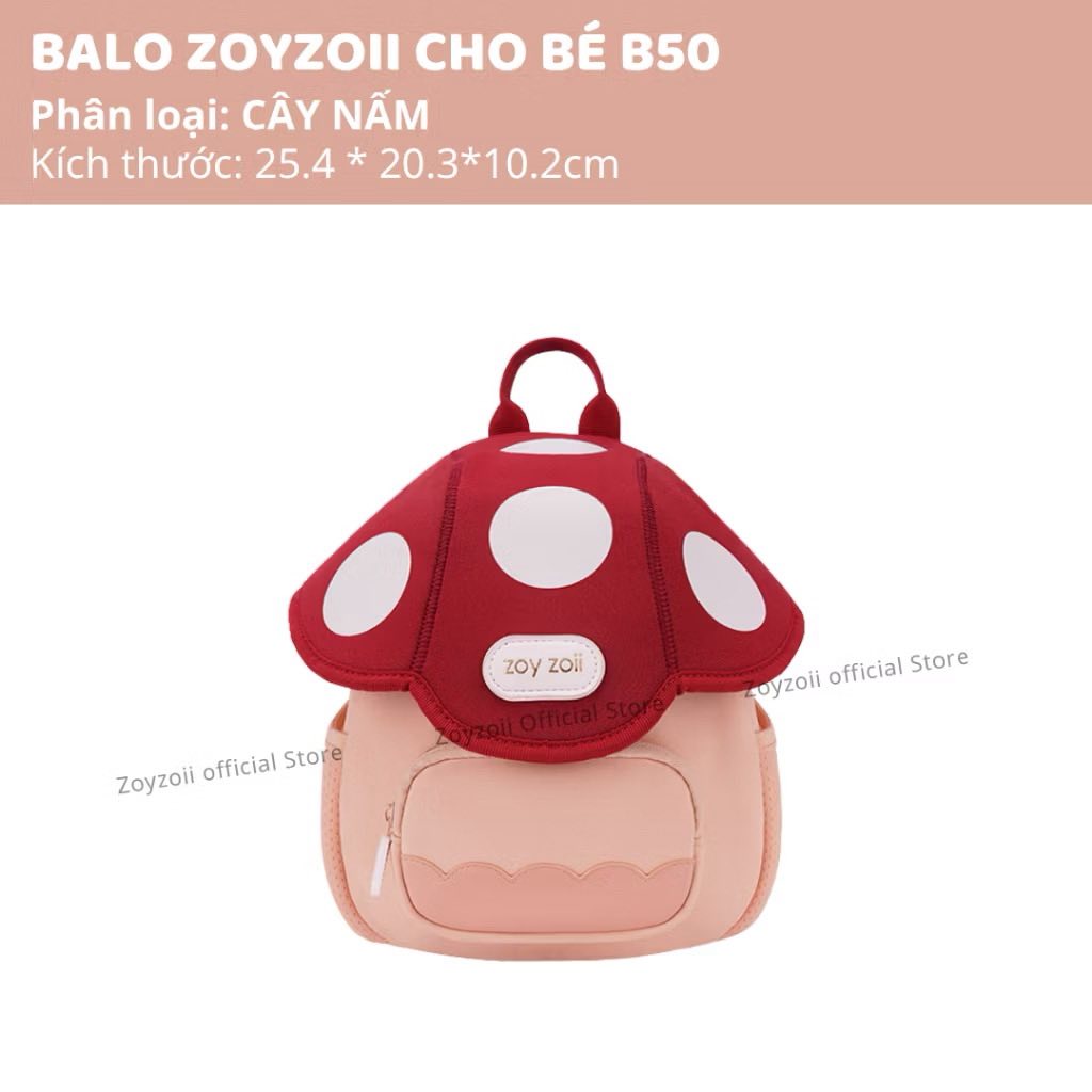 BALO ZOYZOII CHO BÉ MẦM NON HÌNH CÂY NẤM MUSHROOM SERIES BACKPACK, CẶP ĐI HỌC CHO BÉ MẦM NON MÃ B50