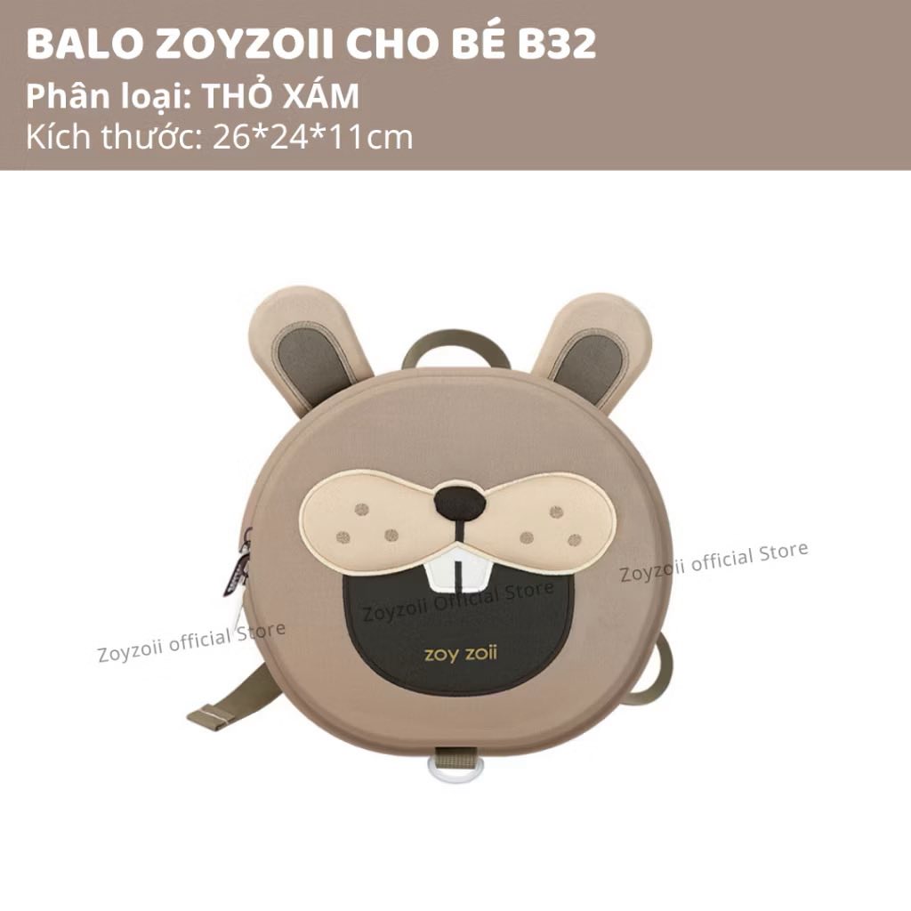 BALO CHO BÉ MẦM NON CHÍNH HÃNG CAO CẤP ZOYZOII ANIMAL SERIES SAFETY BACKPACK CHO BÉ ĐI HỌC KÈM DÂY ĐEO CHỐNG LẠC MÃ B32