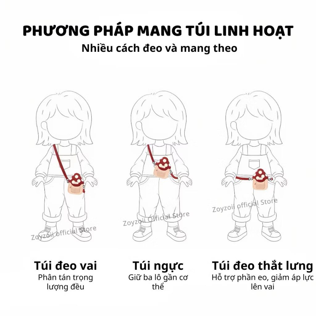 TÚI ĐEO CHÉO MINI THỜI TRANG ZOYZOII MUSHROOM BAG CHO BÉ B39