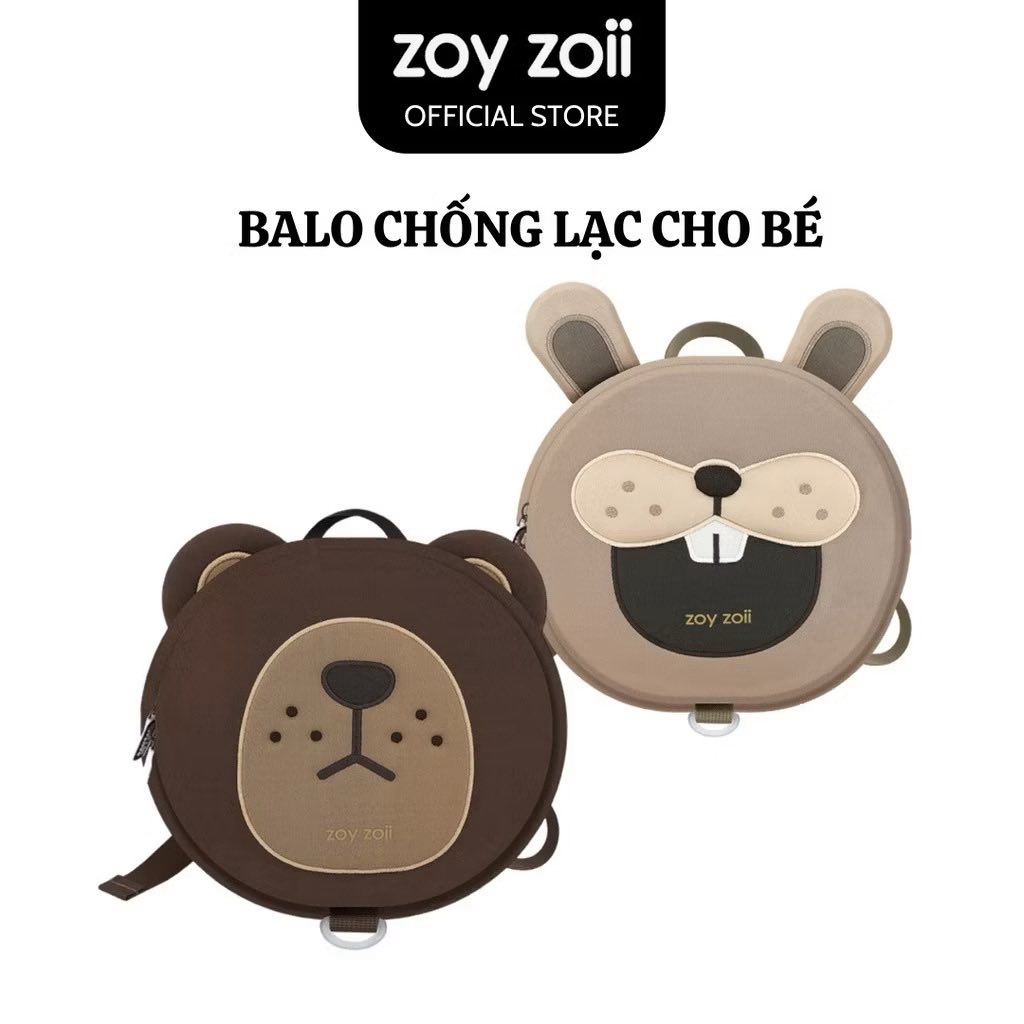 BALO CHO BÉ MẦM NON CHÍNH HÃNG CAO CẤP ZOYZOII ANIMAL SERIES SAFETY BACKPACK CHO BÉ ĐI HỌC KÈM DÂY ĐEO CHỐNG LẠC MÃ B32