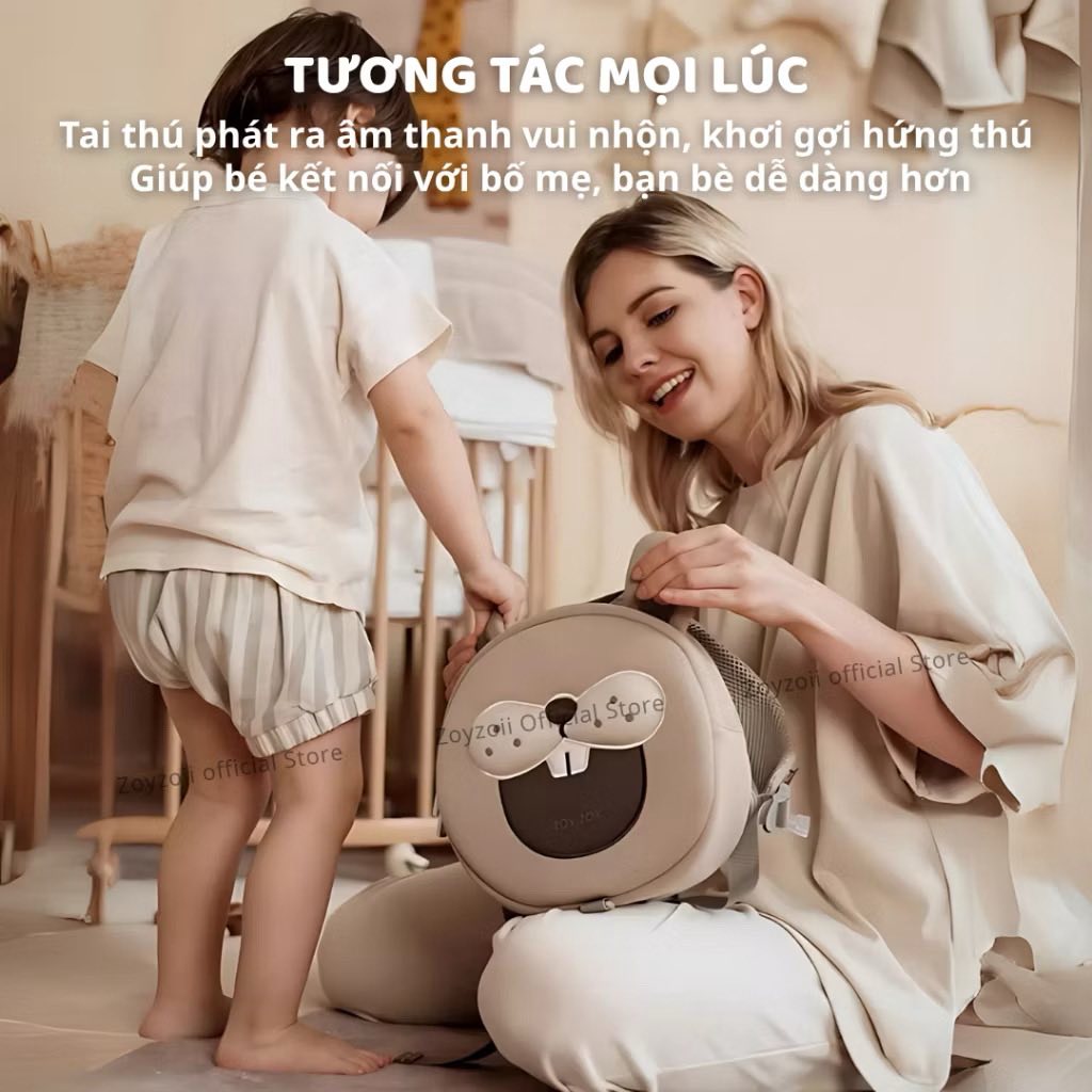 BALO CHO BÉ MẦM NON CHÍNH HÃNG CAO CẤP ZOYZOII ANIMAL SERIES SAFETY BACKPACK CHO BÉ ĐI HỌC KÈM DÂY ĐEO CHỐNG LẠC MÃ B32