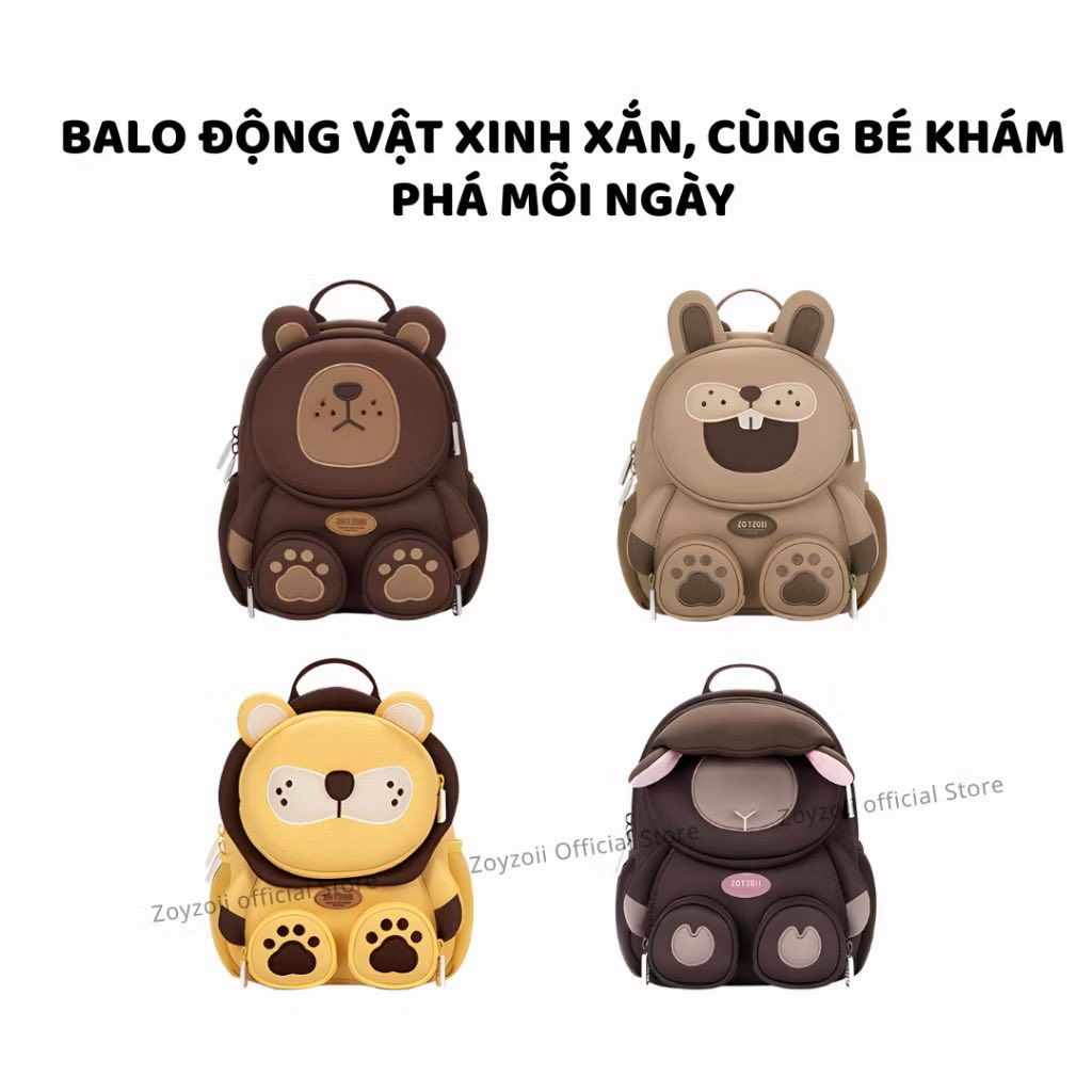 BALO ĐI HỌC CHO BÉ ZOYZOII FOREST ANIMAL BACKPACK HÌNH ĐỘNG VẬT RỪNG CHO BÉ TRAI , BÉ GÁI MẦM NON