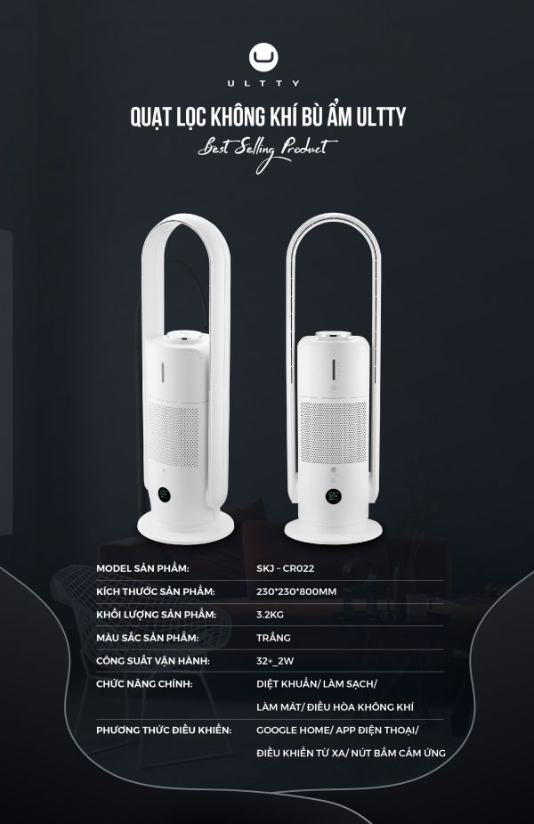 QUẠT LỌC KHÔNG KHÍ BÙ ẨM U-ULTTY CR022