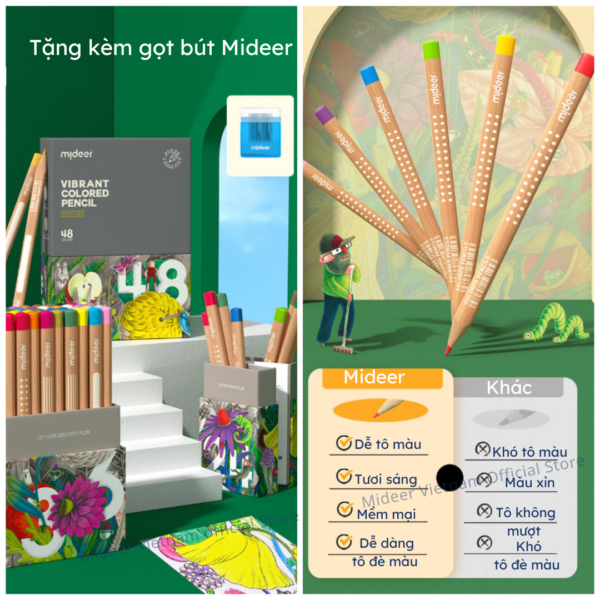BÚT CHÌ MÀU GỐC DẦU VIBRANT COLORED PENCIL - MIDEER
