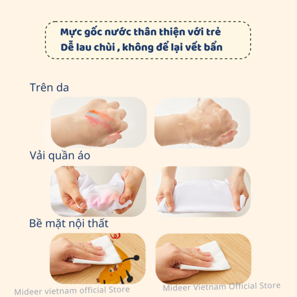 BÚT MÀU DẠ NƯỚC 2 ĐẦU ROUND-TIP STAMPER WASHABLE MARKERS - MIDEER