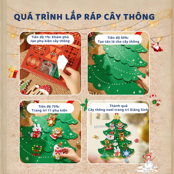 CÂY THÔNG NOEL VẢI KÈM TÚI MÙ TRANG TRÍ - MIDEER