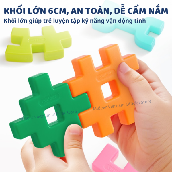 ĐỒ CHƠI LẮP GHÉP KHỐI HÌNH 3D WAFFLE BUILDING BLOCKS- MIDEER