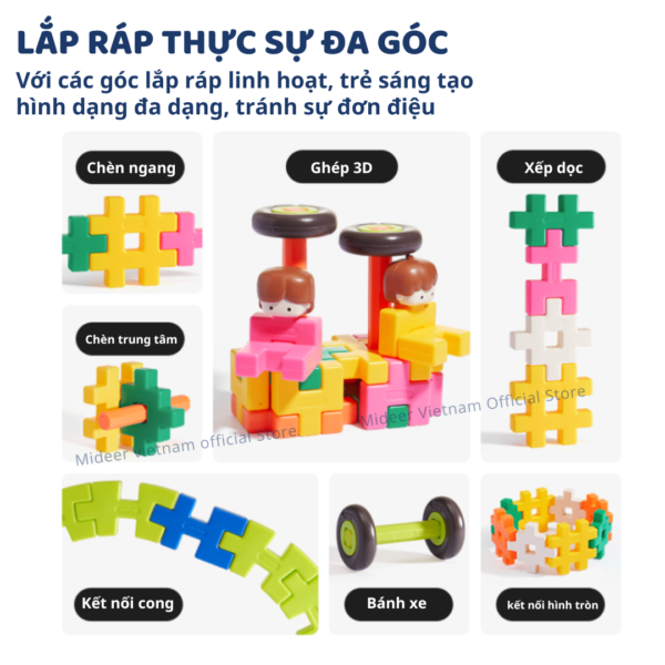 ĐỒ CHƠI LẮP GHÉP KHỐI HÌNH 3D WAFFLE BUILDING BLOCKS- MIDEER
